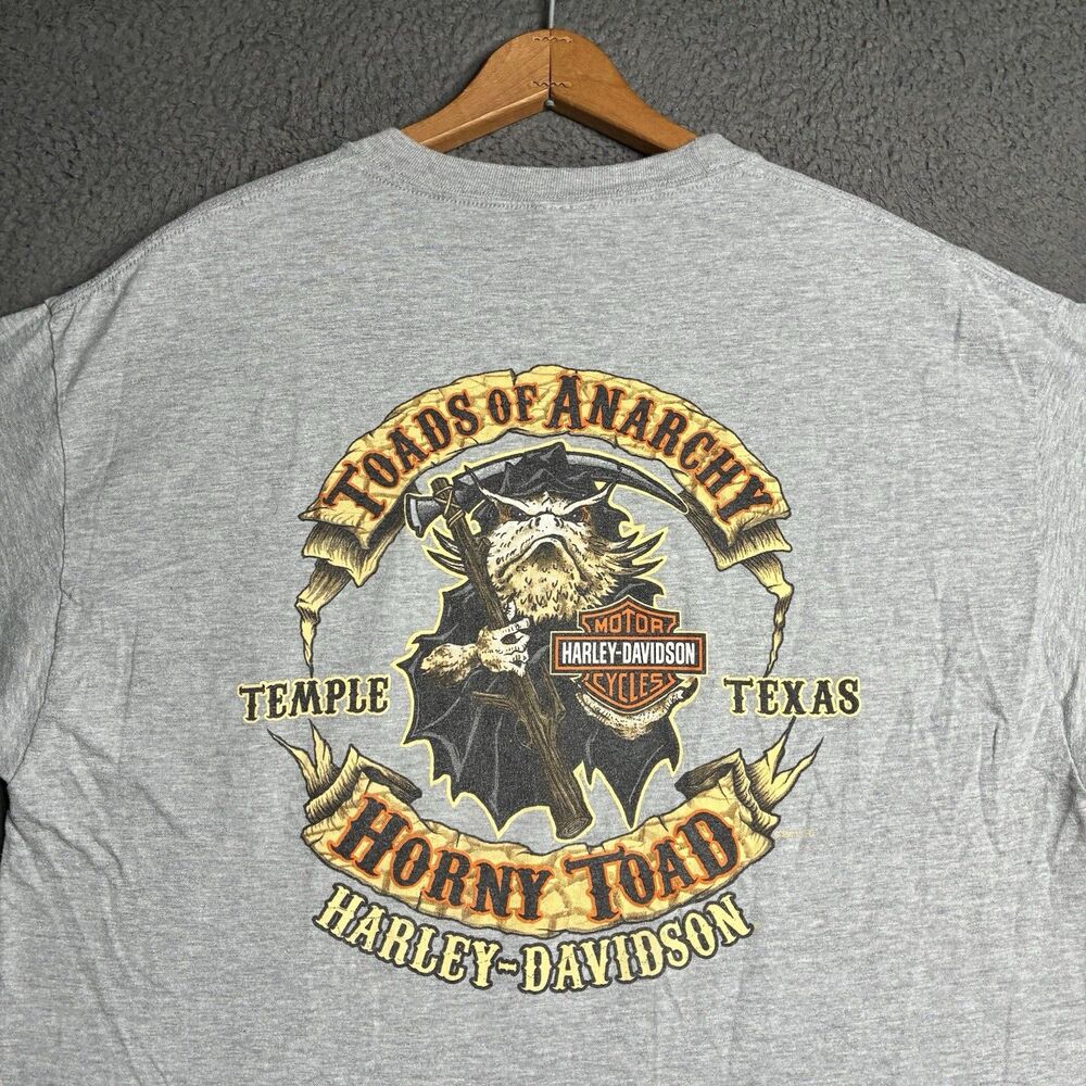 VTG Harley Davidson Horny Toad T Shirt Temple Texas Biker T Shirt Men's XL